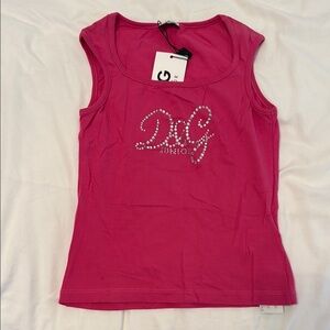 D&G Fuchsia Rhinestone Logo Tank
